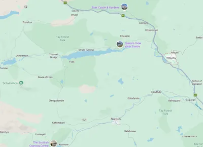 Approximate regional map layout around Perthshire highlands